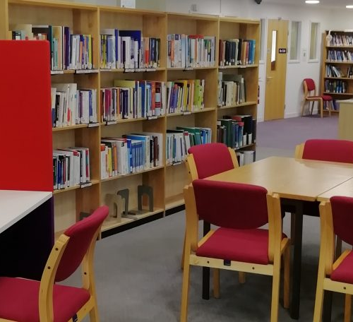 dch library books and table