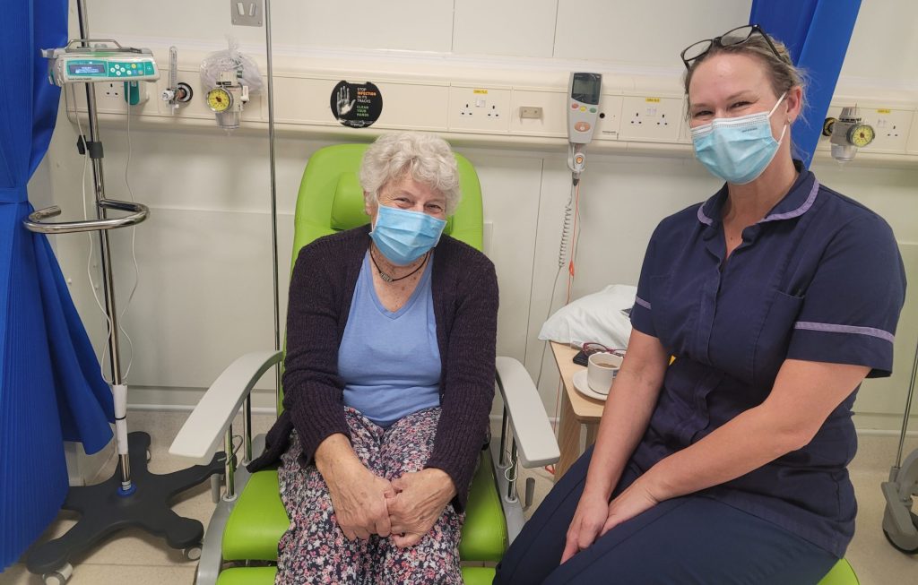 2. Patient Jackie Duffin and Lisa Newey, Macmillan Systemic Anti-Cancer Therapy Clinical Nurse at Dorset County Hospital